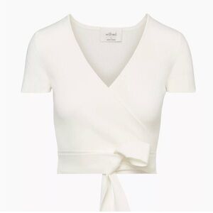 Wilfred Cream Ribbed Wrap Tie Crop Top